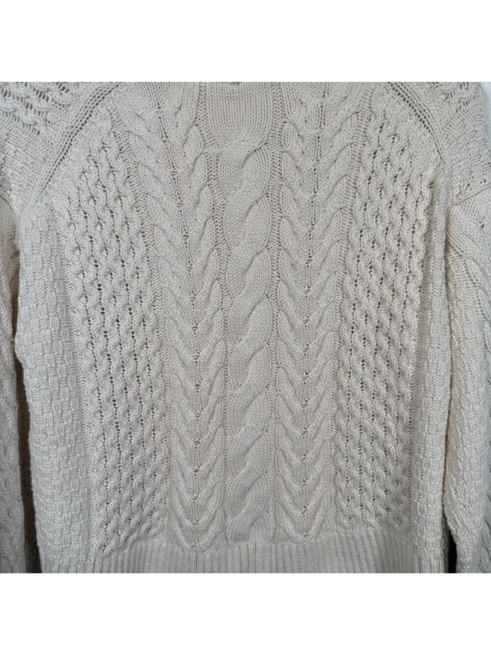 Everlane The Cable Sweater Everyday Organic Cotton Boxy Crewneck Fisherman Small - Picture 12 of 15